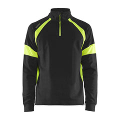 sweat-shirt zippé haute visibilité noir et jaune blaklader